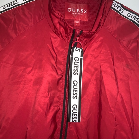 Guess full zip windbreaker jacket sz S spellout ribbon trim - Picture 3 of 7